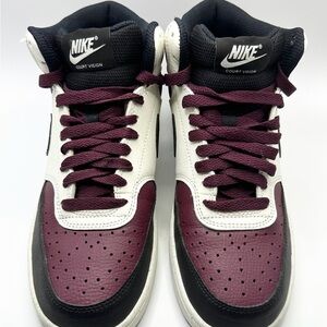 Nike Court Vision 7.5 Men’s Mid-Top in Maroon and White